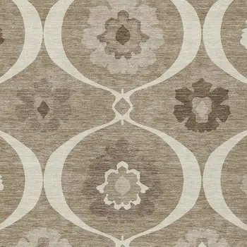 10' X 14' Taupe Brown And Ivory Medallion Washable Indoor Outdoor Area Rug