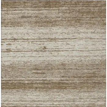 5' X 8' Brown And Beige Striped Washable Indoor Outdoor Area Rug