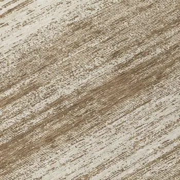 8' Brown And Beige Round Striped Washable Indoor Outdoor Area Rug