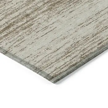10' X 14' Brown And Beige Striped Washable Indoor Outdoor Area Rug