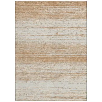 5' X 8' Copper And Ivory Striped Washable Indoor Outdoor Area Rug