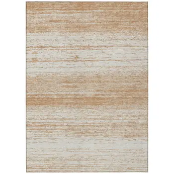 5' X 8' Copper And Ivory Striped Washable Indoor Outdoor Area Rug