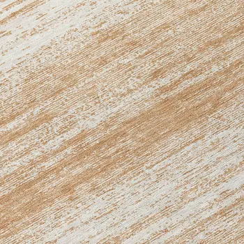 8' Copper And Ivory Round Striped Washable Indoor Outdoor Area Rug