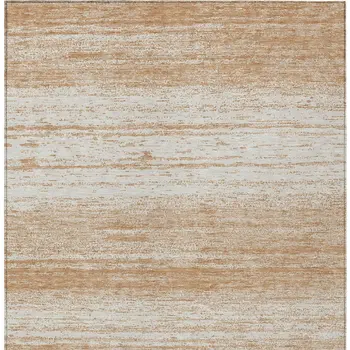 10' X 14' Copper And Ivory Striped Washable Indoor Outdoor Area Rug