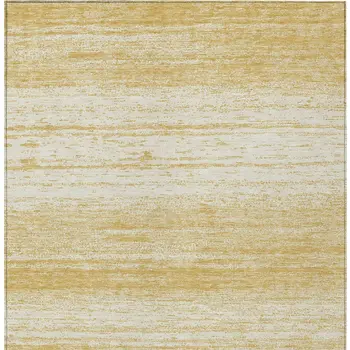 5' X 8' Gold And Ivory Striped Washable Indoor Outdoor Area Rug