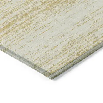5' X 8' Gold And Ivory Striped Washable Indoor Outdoor Area Rug
