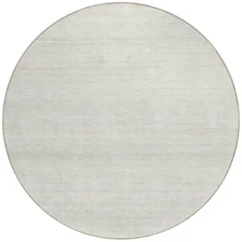 8' Ivory And Beige Round Striped Washable Indoor Outdoor Area Rug