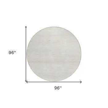 8' Ivory And Beige Round Striped Washable Indoor Outdoor Area Rug