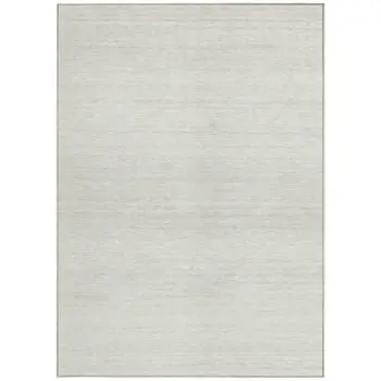 9' X 12' Ivory And Beige Striped Washable Indoor Outdoor Area Rug