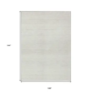 9' X 12' Ivory And Beige Striped Washable Indoor Outdoor Area Rug