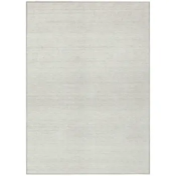 9' X 12' Ivory And Beige Striped Washable Indoor Outdoor Area Rug
