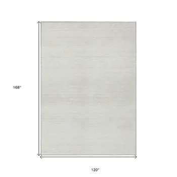 10' X 14' Ivory And Beige Striped Washable Indoor Outdoor Area Rug