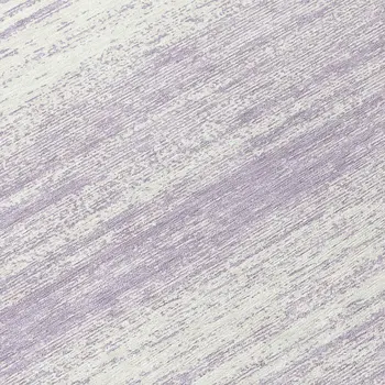 8' Lavender And Ivory Round Striped Washable Indoor Outdoor Area Rug