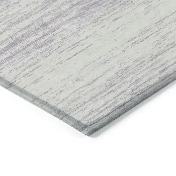 10' X 14' Lavender And Ivory Striped Washable Indoor Outdoor Area Rug