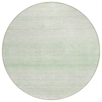 8' Mint Green And Ivory Round Striped Washable Indoor Outdoor Area Rug