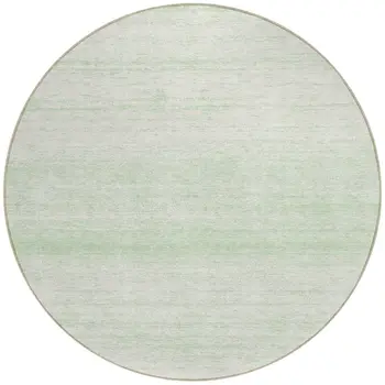 8' Mint Green And Ivory Round Striped Washable Indoor Outdoor Area Rug