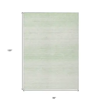8' X 10' Mint Green And Ivory Striped Washable Indoor Outdoor Area Rug