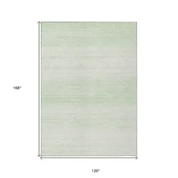 10' X 14' Mint Green And Ivory Striped Washable Indoor Outdoor Area Rug