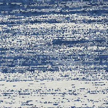 8' X 10' Navy Blue And Ivory Striped Washable Indoor Outdoor Area Rug