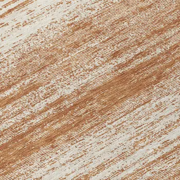 8' Orange And Beige Round Striped Washable Indoor Outdoor Area Rug