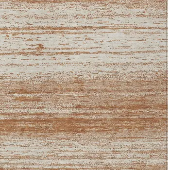 8' X 10' Orange And Beige Striped Washable Indoor Outdoor Area Rug