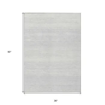 3' X 5' Silver And Gray Striped Washable Indoor Outdoor Area Rug
