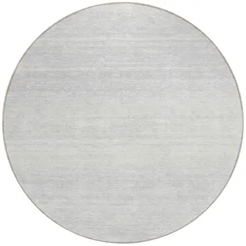 8' Silver And Gray Round Striped Washable Indoor Outdoor Area Rug