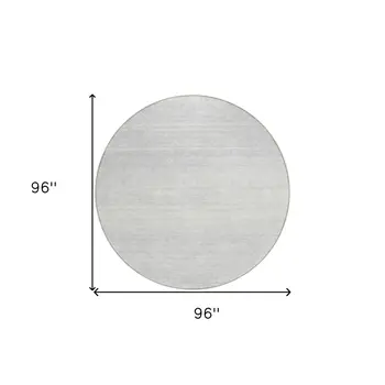 8' Silver And Gray Round Striped Washable Indoor Outdoor Area Rug