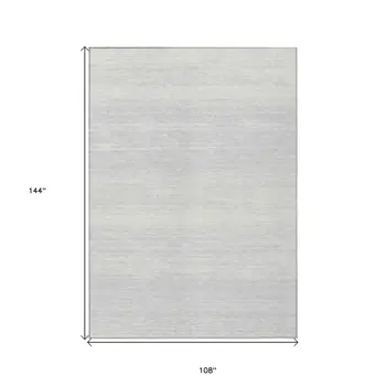 9' X 12' Silver And Gray Striped Washable Indoor Outdoor Area Rug