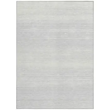 10' X 14' Silver And Gray Striped Washable Indoor Outdoor Area Rug