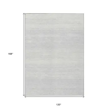 10' X 14' Silver And Gray Striped Washable Indoor Outdoor Area Rug
