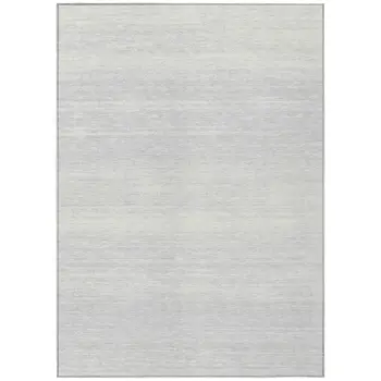 10' X 14' Silver And Gray Striped Washable Indoor Outdoor Area Rug