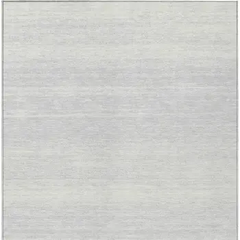 10' X 14' Silver And Gray Striped Washable Indoor Outdoor Area Rug