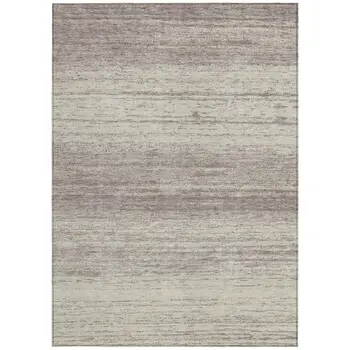 3' X 5' Taupe And Beige Striped Washable Indoor Outdoor Area Rug