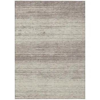 10' X 14' Taupe And Beige Striped Washable Indoor Outdoor Area Rug