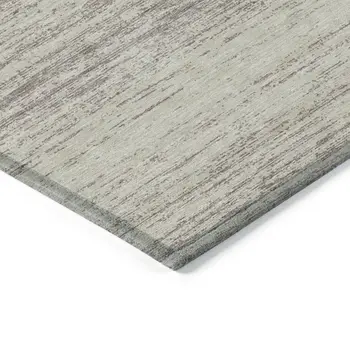 10' X 14' Taupe And Beige Striped Washable Indoor Outdoor Area Rug