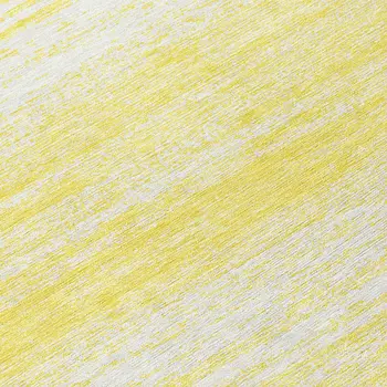 8' Yellow And Ivory Round Striped Washable Indoor Outdoor Area Rug