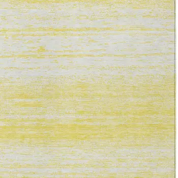8' X 10' Yellow And Ivory Striped Washable Indoor Outdoor Area Rug