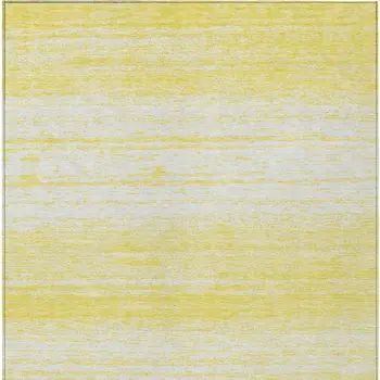 10' X 14' Yellow And Ivory Striped Washable Indoor Outdoor Area Rug