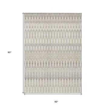 5' X 8' Beige Taupe And Gold Southwestern Washable Indoor Outdoor Area Rug