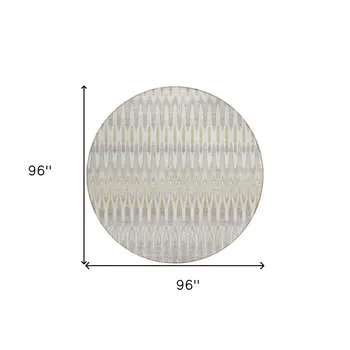 8' Beige Taupe And Gold Round Southwestern Washable Indoor Outdoor Area Rug