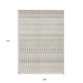9' X 12' Beige Taupe And Gold Southwestern Washable Indoor Outdoor Area Rug