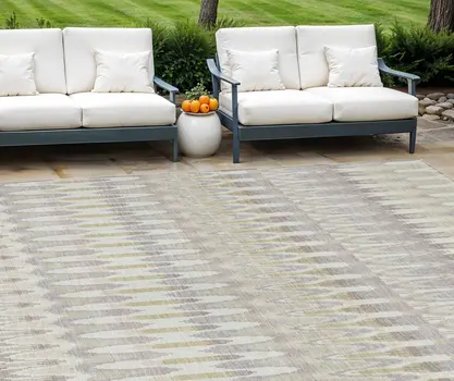 10' X 14' Beige Taupe And Gold Southwestern Washable Indoor Outdoor Area Rug