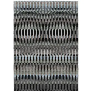 3' X 5' Black Gray And Blue Southwestern Washable Indoor Outdoor Area Rug