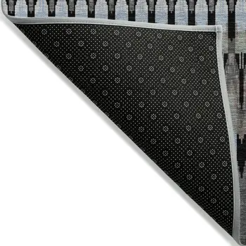 5' X 8' Black Gray And Blue Southwestern Washable Indoor Outdoor Area Rug