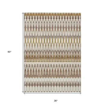 3' X 5' Brown Beige And Taupe Southwestern Washable Indoor Outdoor Area Rug