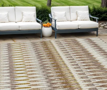 8' X 10' Brown Beige And Taupe Southwestern Washable Indoor Outdoor Area Rug