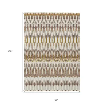 10' X 14' Brown Beige And Taupe Southwestern Washable Indoor Outdoor Area Rug