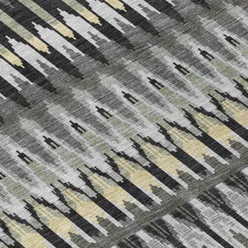 3' X 5' Charcoal Gray And Beige Southwestern Washable Indoor Outdoor Area Rug