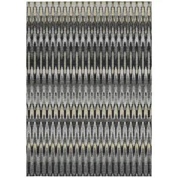 8' X 10' Charcoal Gray And Beige Southwestern Washable Indoor Outdoor Area Rug